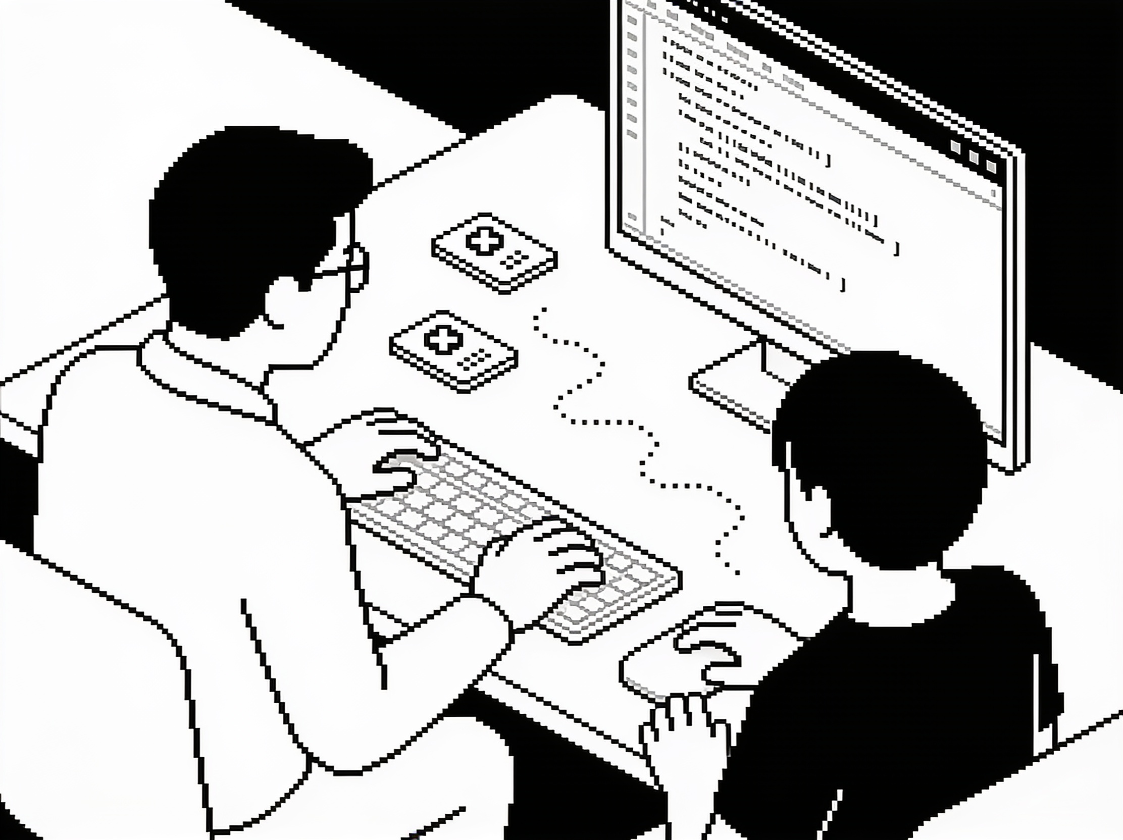 Pixel illustration of a learner and coding agent collaborating.